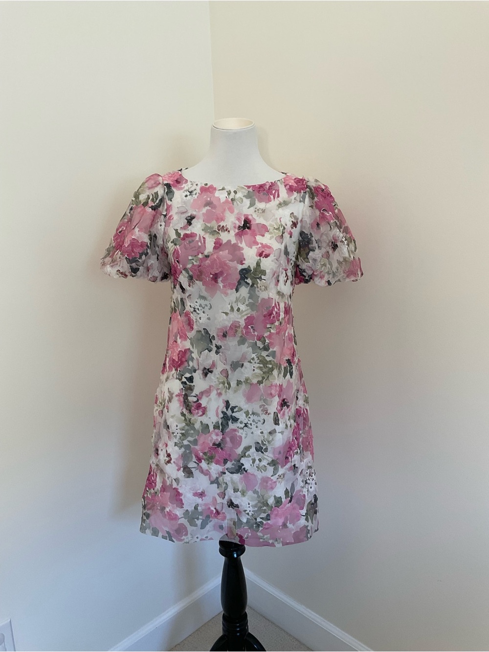 Jessica Howard Pink and White Floral Lace Overlay Dress